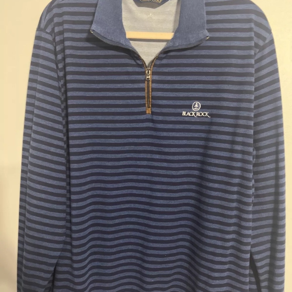 Polo Ralph Lauren Golf Men’s Long Sleeve 1/4 Zip Blue Striped Cotton XL - Picture 1 of 4